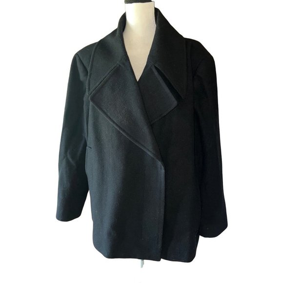 OAK Black Wool Admiral Coat -- Large - Picture 2 of 14